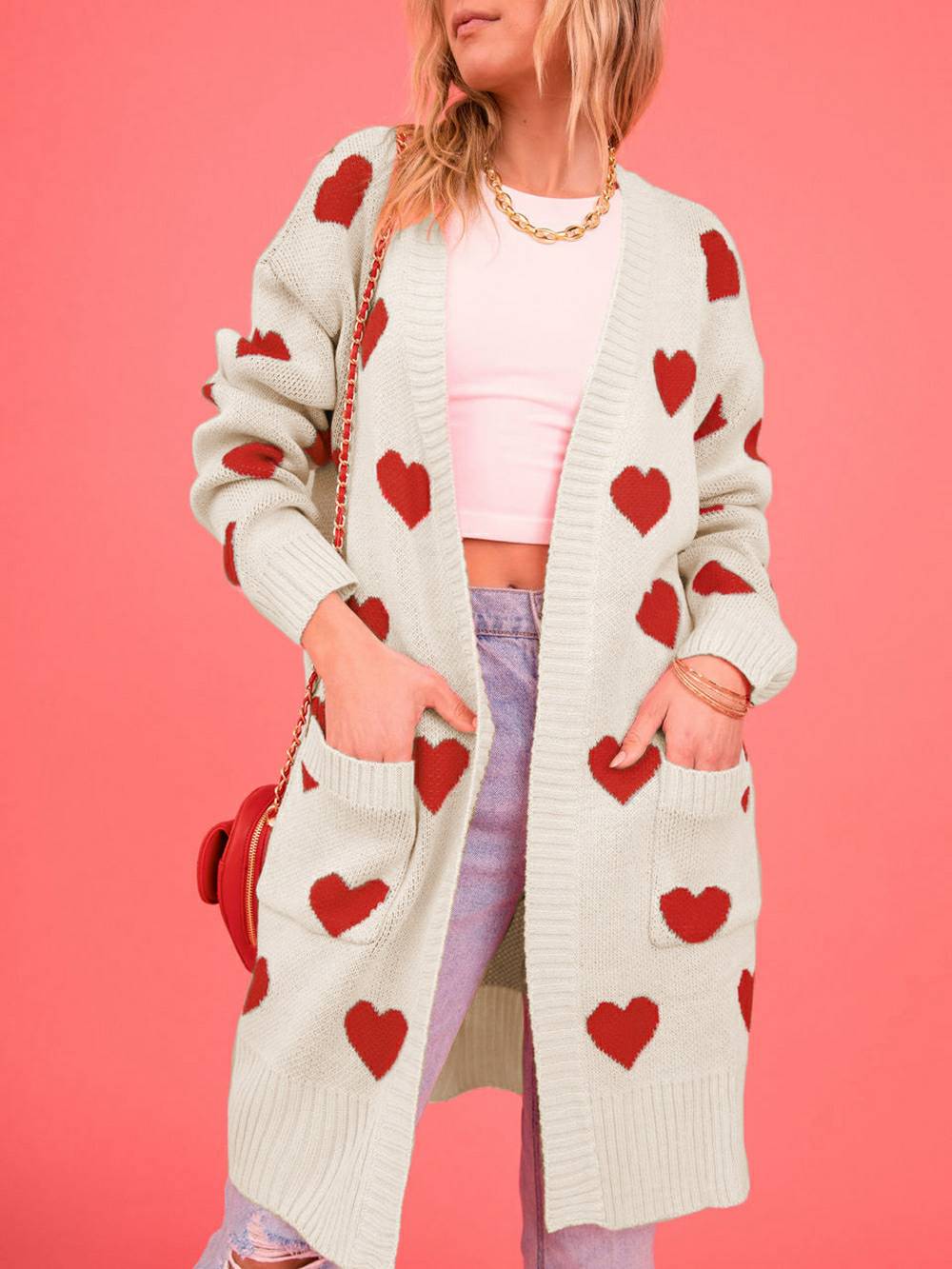 Hart gebreid vest