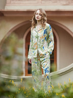 Morning Glory en Lily patroon vest pyjamaset met lange mouwen