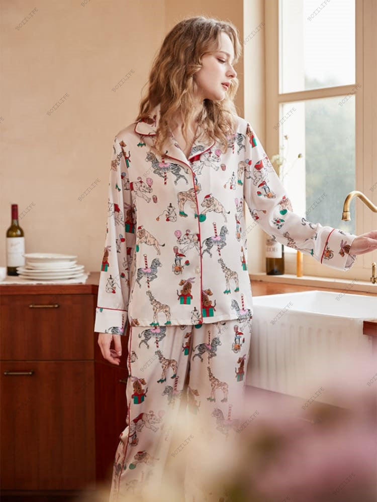 Circus Print IJszijde Lange Mouwen Loungewear Set