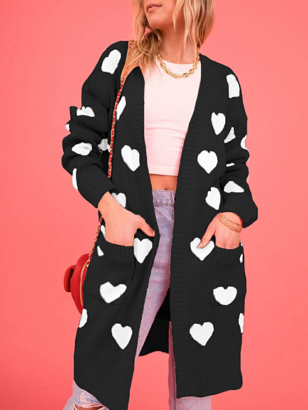 Hart gebreid vest