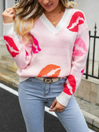 Lips of Love gebreide trui met V-hals