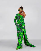 Ann Ankara Jumpsuit| Green African Print