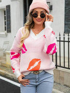 Lips of Love gebreide trui met V-hals