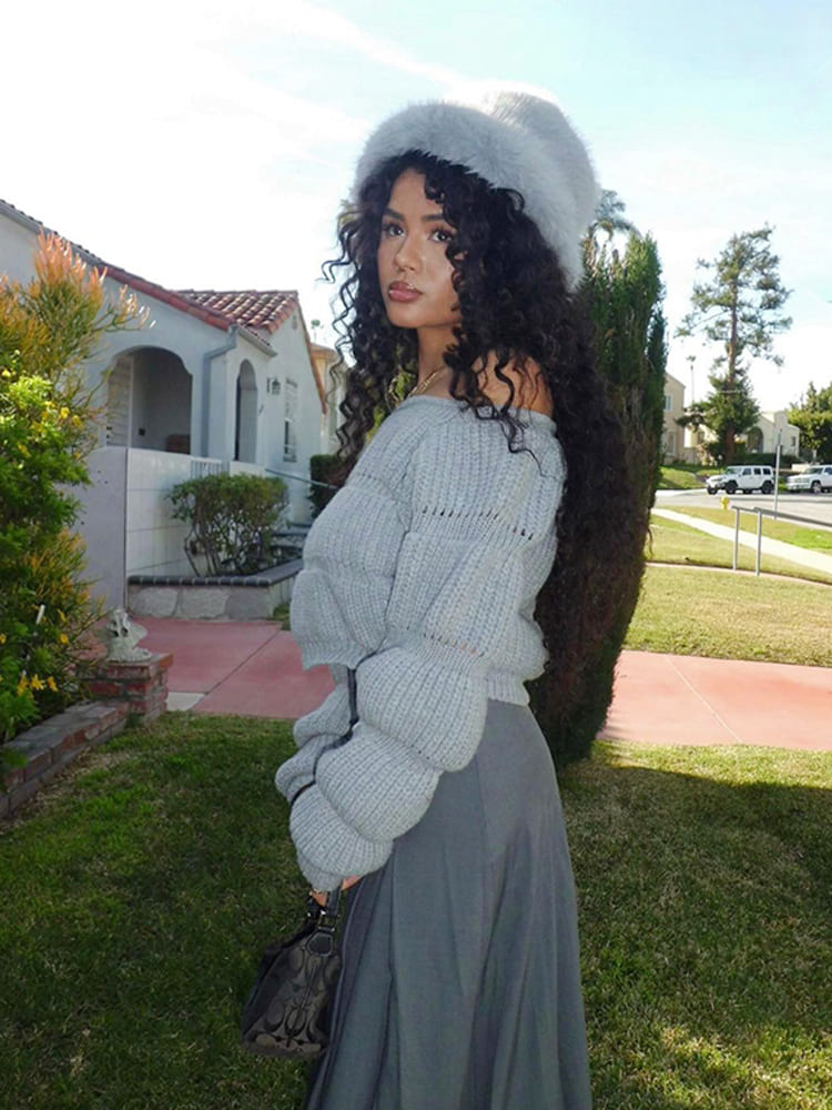 Street Style Lantaarn Mouw Crop Trui