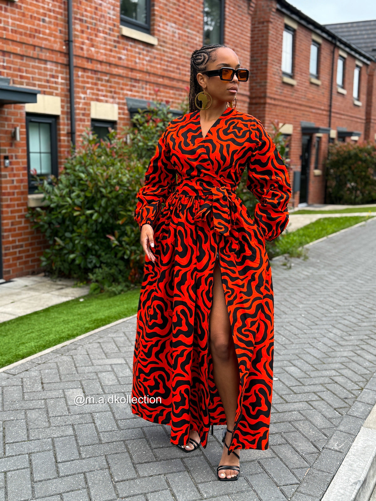 Lucia Ankara Maxi Dress | Orange African Print