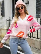 Lips of Love gebreide trui met V-hals