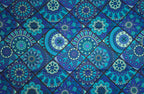 Afrikaanse Blauw & Turquoise Mandala Patchwork hoofddoek - headwrap