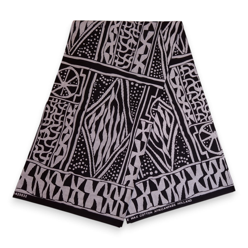 Afrikaanse Zwart & Wit Ndop Cameroon hoofddoek - headwrap