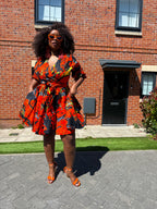 Ogechi Ankara Mini Dress | Orange African Print