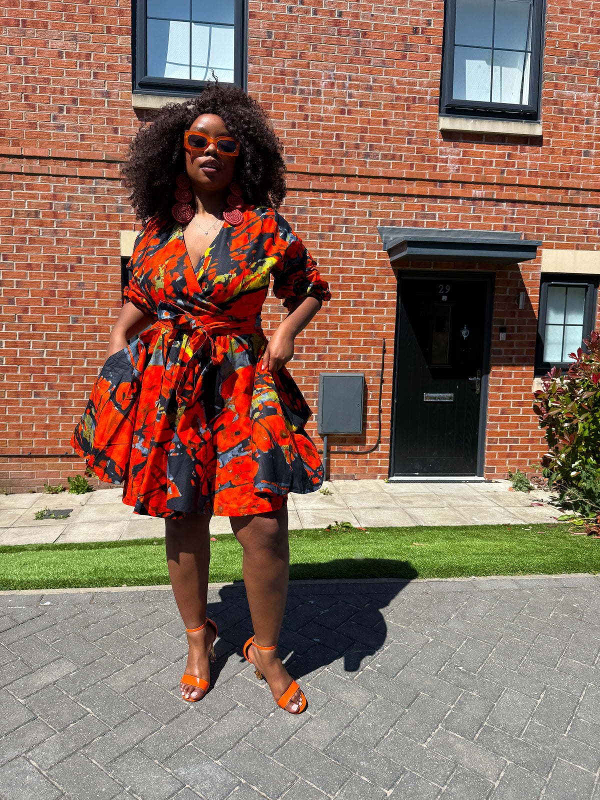 Ogechi Ankara Mini Dress | Orange African Print