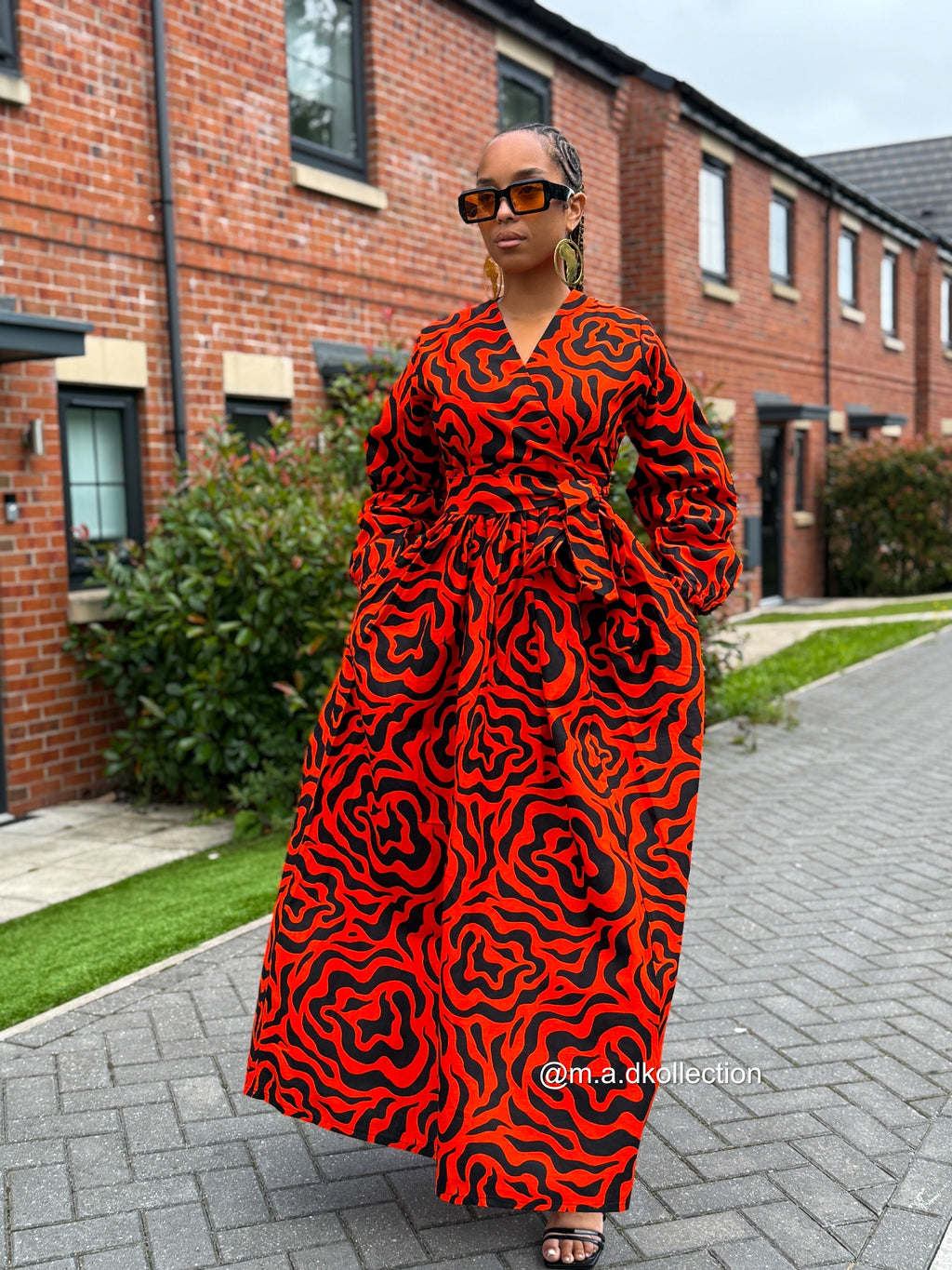 Lucia Ankara Maxi Dress | Orange African Print