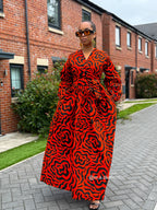 Lucia Ankara Maxi Dress | Orange African Print