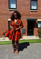 Ogechi Ankara Mini Dress | Orange African Print