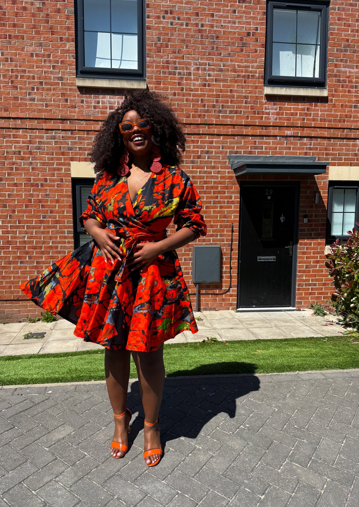 Ogechi Ankara Mini Dress | Orange African Print