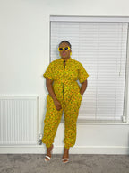 Audrey jumpsuit | Yellow African Print Cropped Jumpsuit