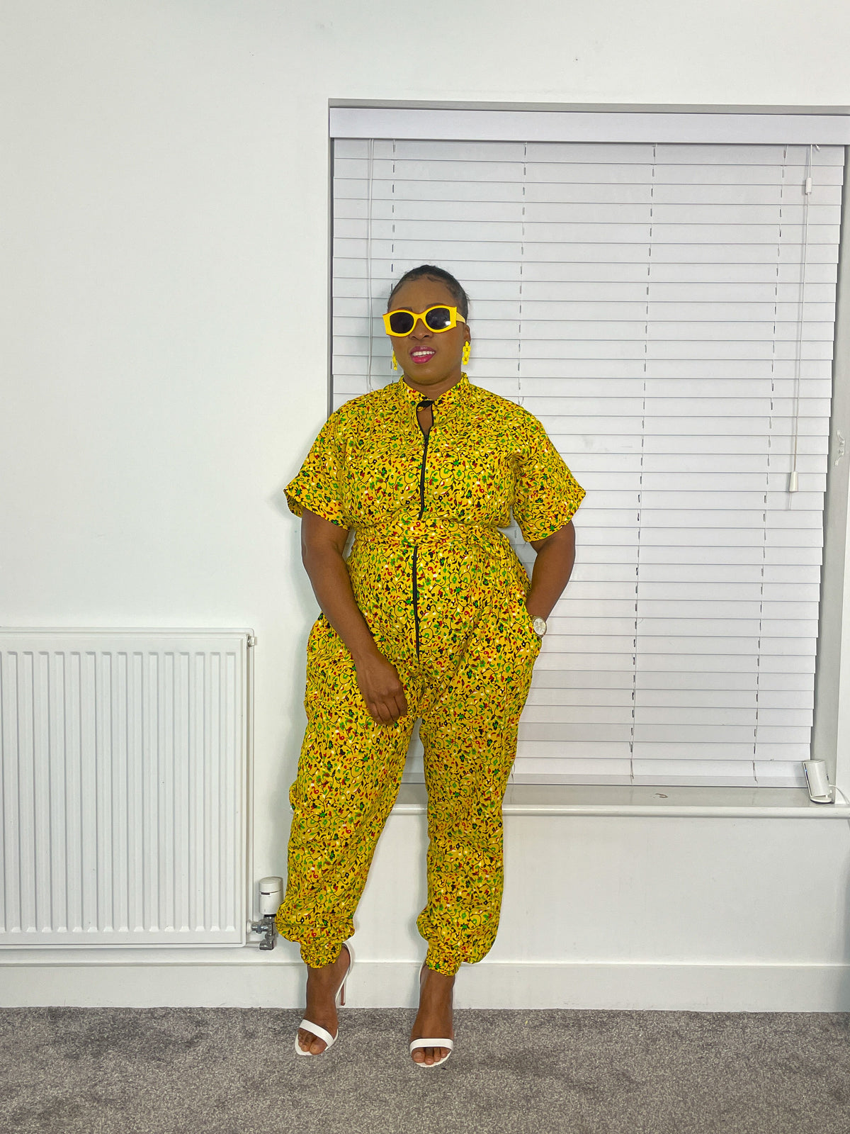 Audrey jumpsuit | Yellow African Print Cropped Jumpsuit