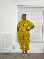 Audrey jumpsuit | Yellow African Print Cropped Jumpsuit