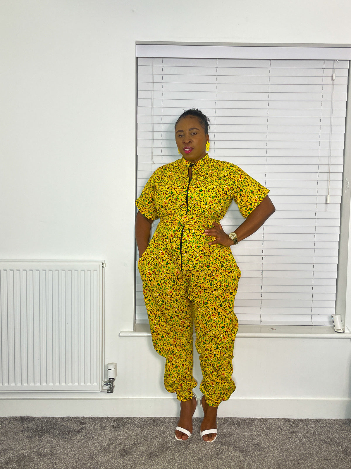 Audrey jumpsuit | Yellow African Print Cropped Jumpsuit