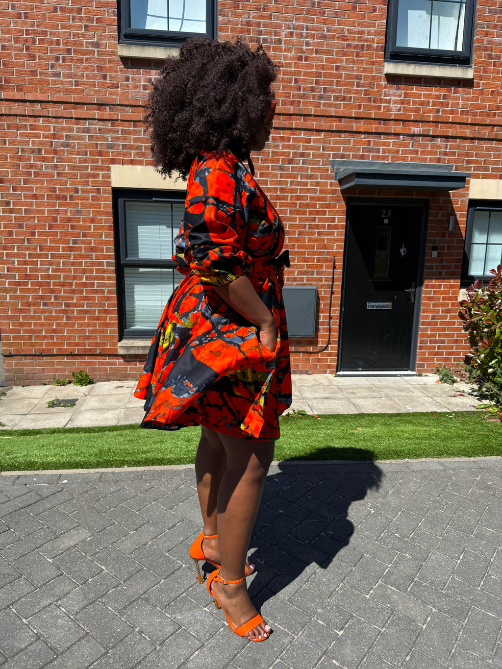 Ogechi Ankara Mini Dress | Orange African Print