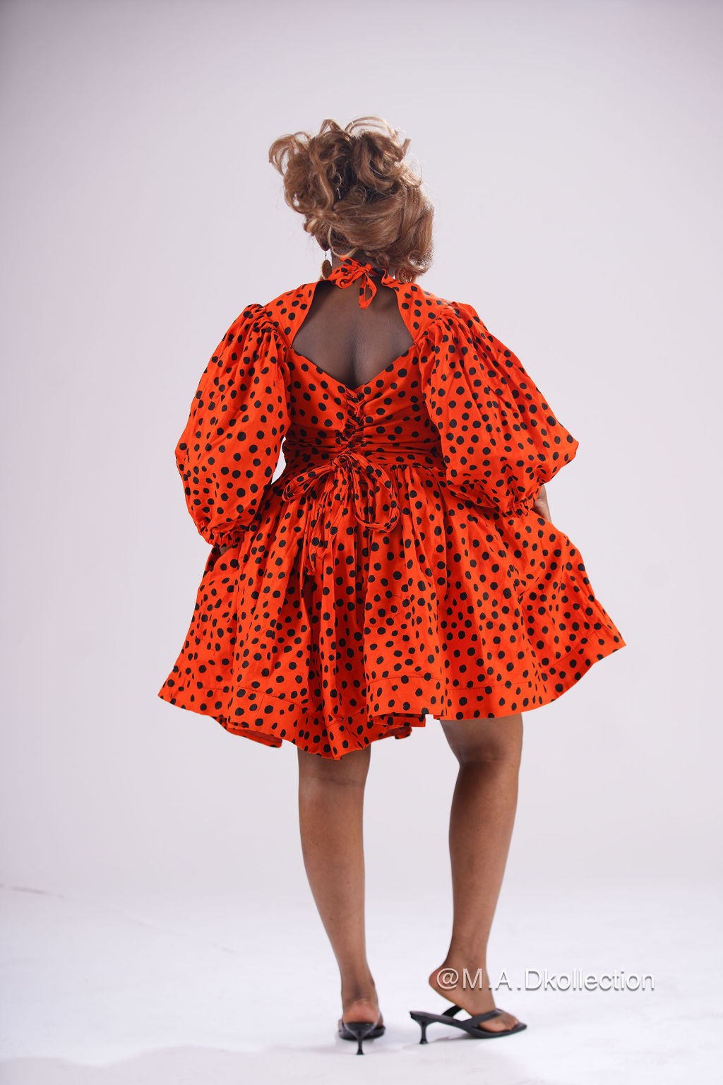 Busayo Mini Dress | Orange Polkda Dot Mini Dress