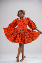 Busayo Mini Dress | Orange Polkda Dot Mini Dress