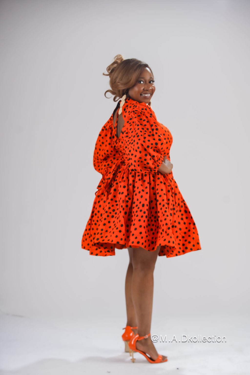 Busayo Mini Dress | Orange Polkda Dot Mini Dress