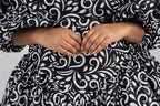 Rosie Ankara Short flare Dress | Black & White African Print