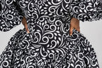Rosie Ankara Short flare Dress | Black & White African Print