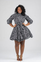 Oluchi Ankara Mini Dress | Black & White African Print