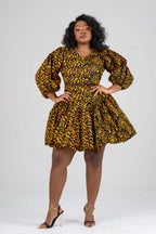 Risa Ankara Short flare Dress | Yellow African Print