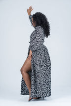 Oluchi Ankara Maxi Dress | White and Black African Print