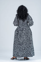 Oluchi Ankara Maxi Dress | White and Black African Print