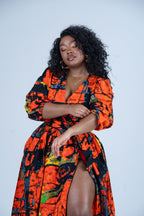 Ogechi Ankara Maxi Dress | Orange Multicolor African Print