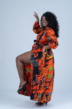 Ogechi Ankara Maxi Dress | Orange Multicolor African Print
