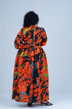 Ogechi Ankara Maxi Dress | Orange Multicolor African Print