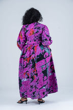 Odelia Ankara Maxi Dress | Purple African Print
