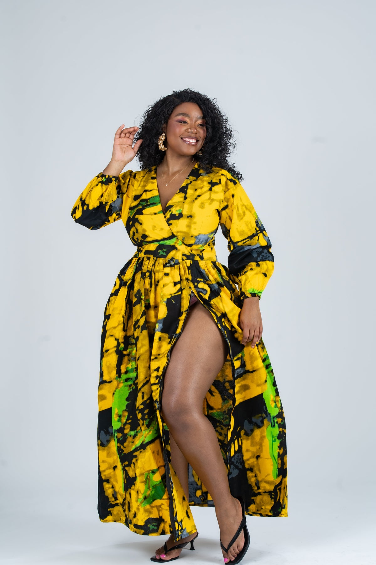 Olaide Ankara Maxi Dress | Yellow Multicolor African Print