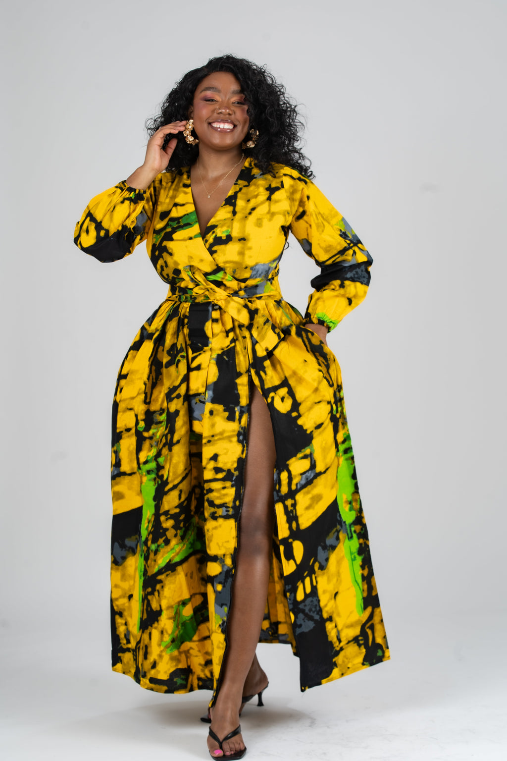 Olaide Ankara Maxi Dress | Yellow Multicolor African Print