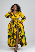 Olaide Ankara Maxi Dress | Yellow Multicolor African Print