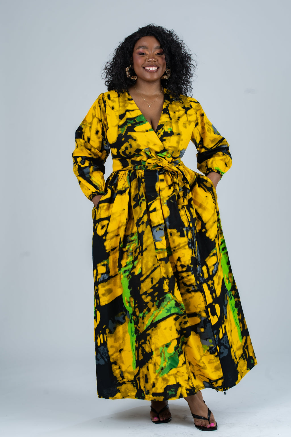Olaide Ankara Maxi Dress | Yellow Multicolor African Print