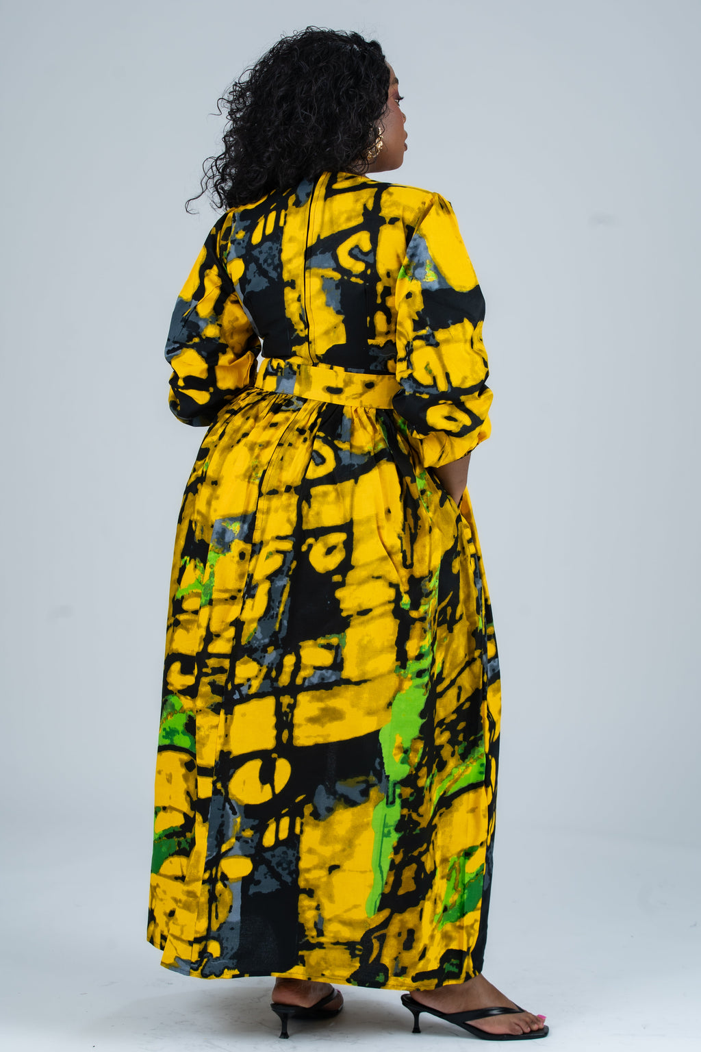 Olaide Ankara Maxi Dress | Yellow Multicolor African Print