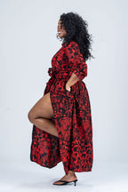 Eno Ankara Maxi Dress | Red and Black African Print