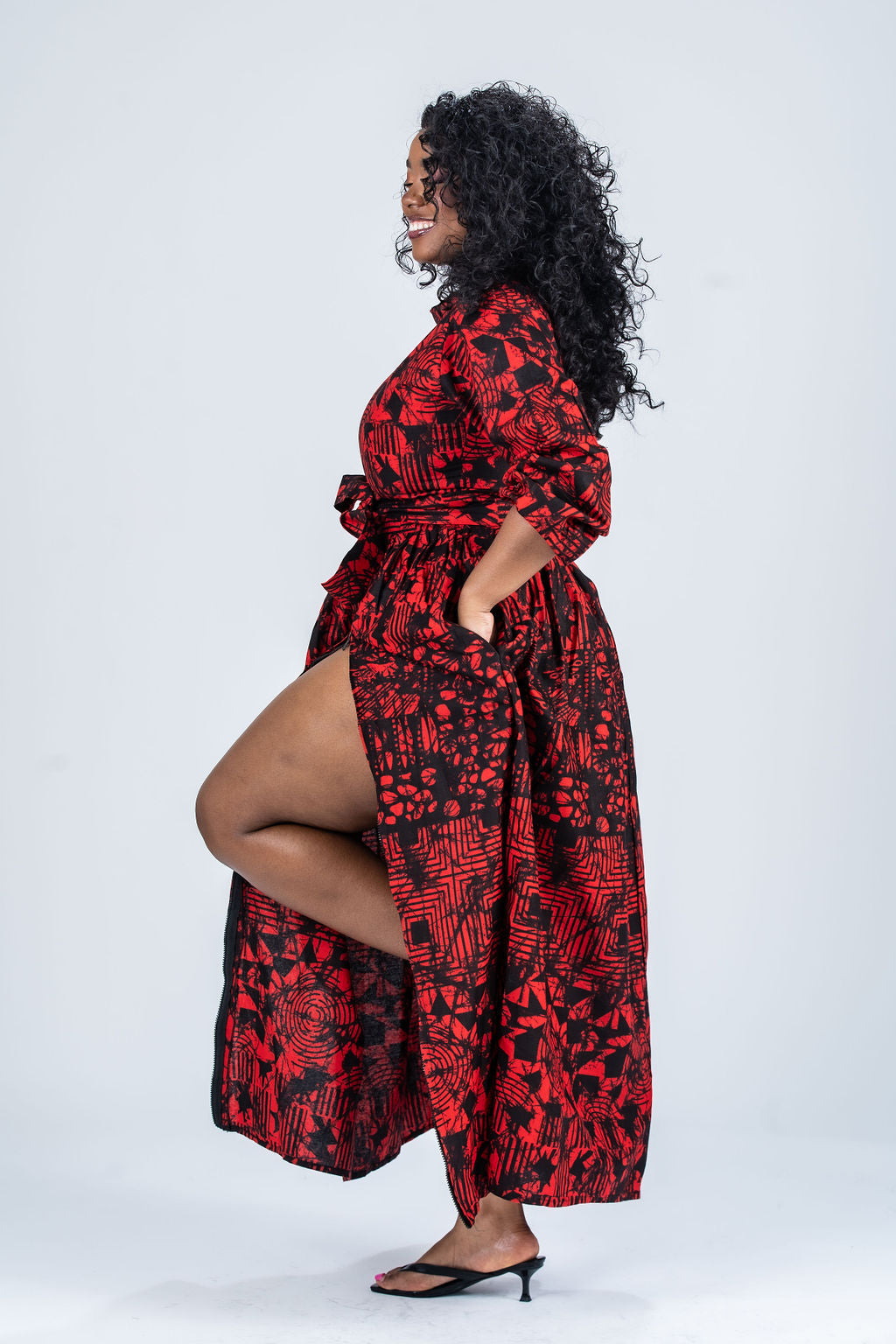 Eno Ankara Maxi Dress | Red and Black African Print