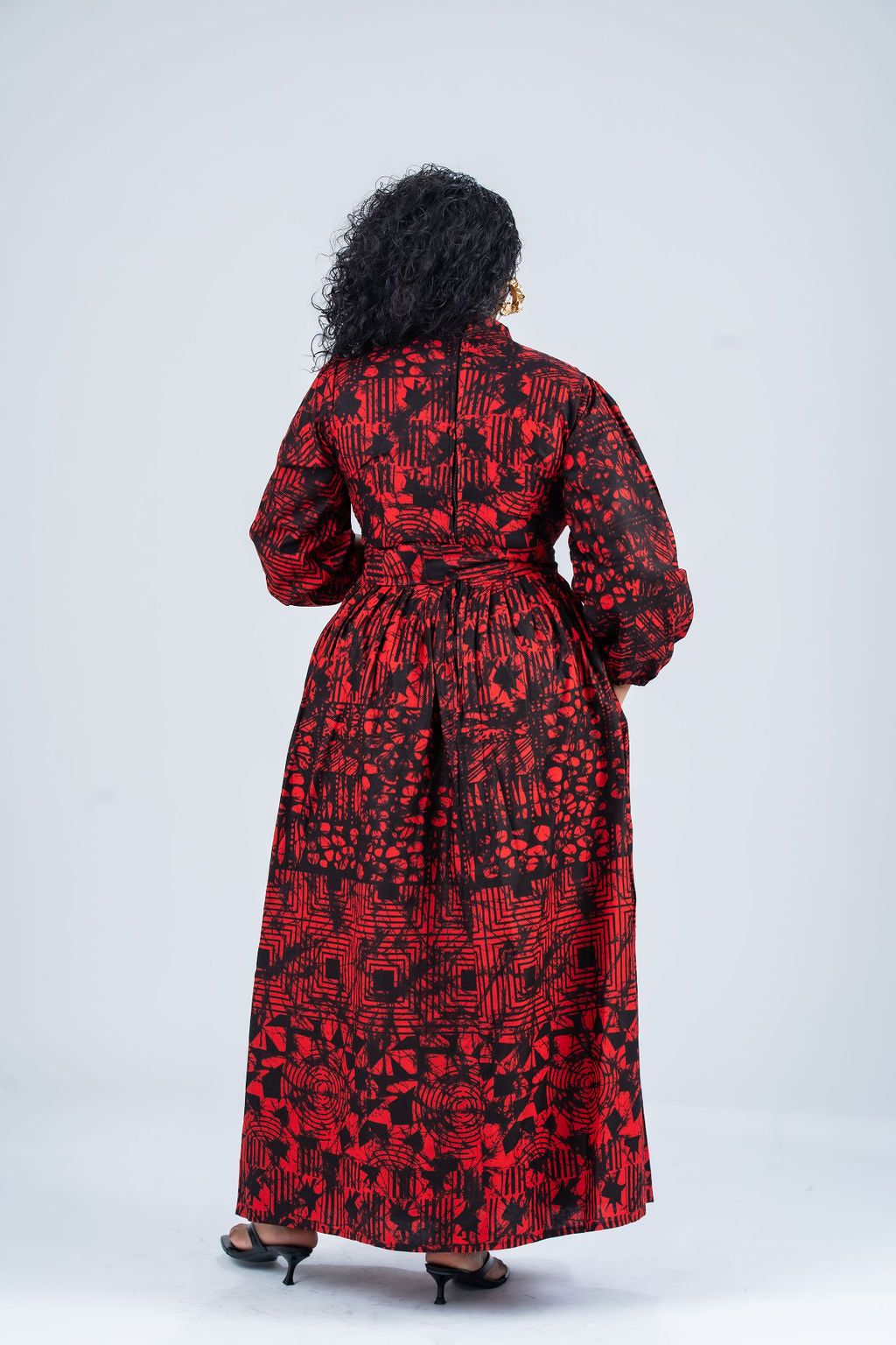 Eno Ankara Maxi Dress | Red and Black African Print