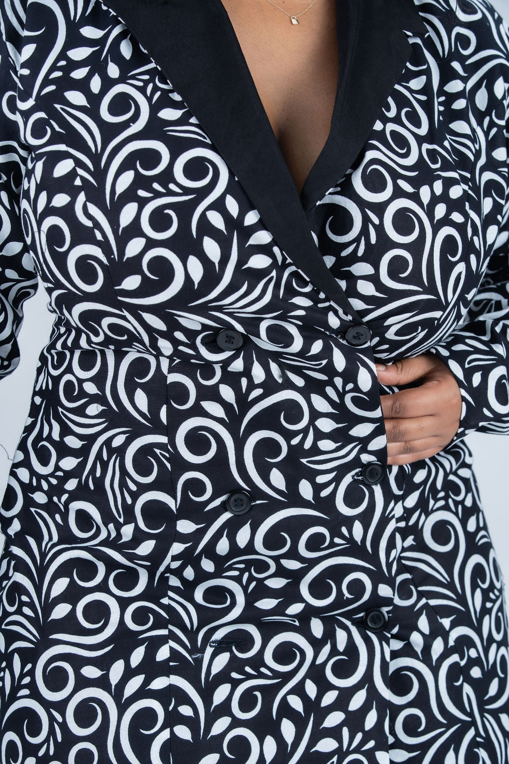 Kiki Mini Jacket Dress (Black & White Color)