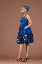 Brooke Ankara Midi Dress | Blue African Print