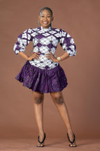 Anne Ankara Midi Dress | Purple and White African Print