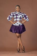 Anne Ankara Midi Dress | Purple and White African Print