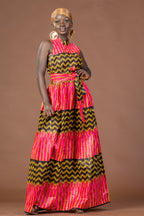 Caroline Ankara Maxi Dress | Yellow and Pink African Print