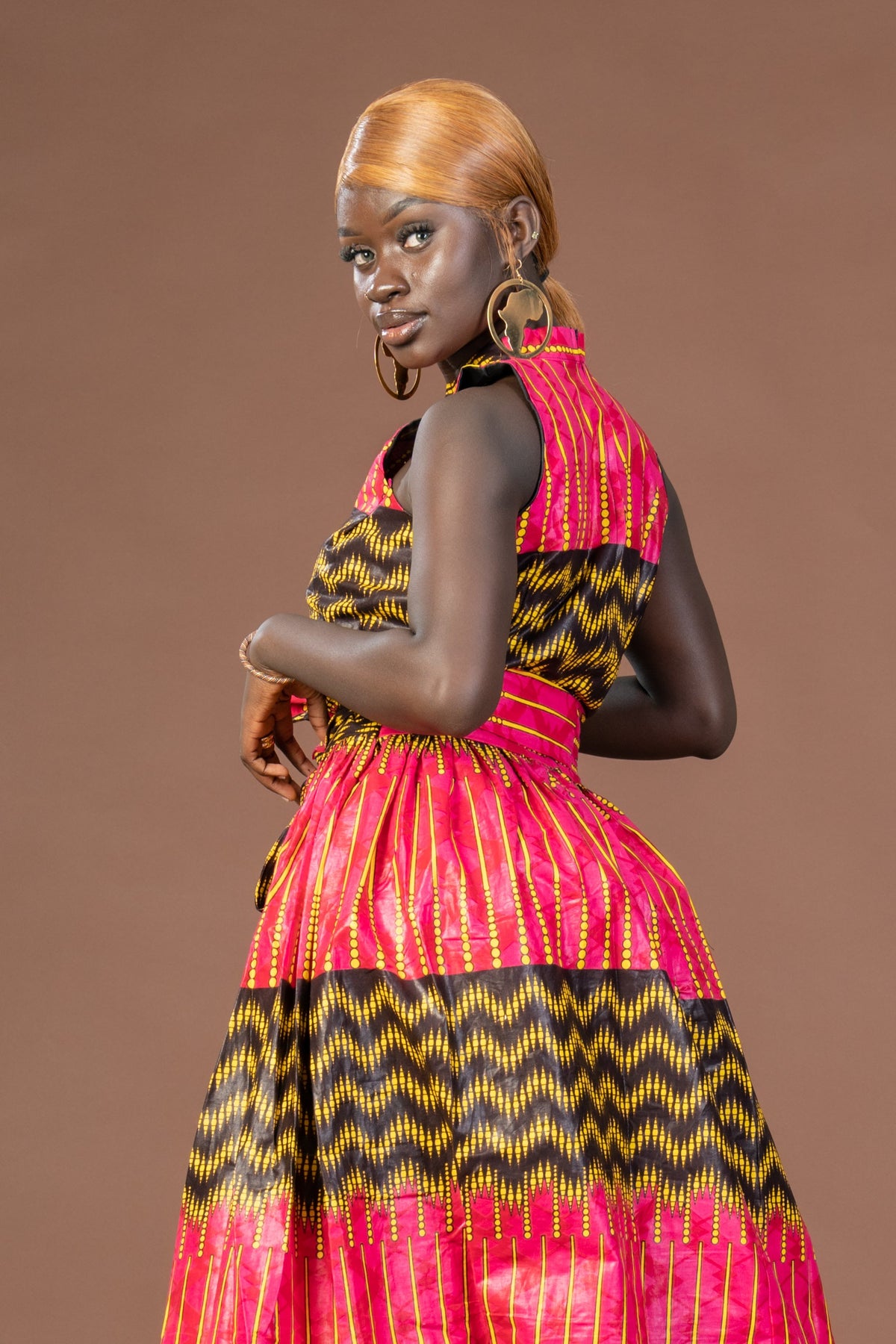 Caroline Ankara Maxi Dress | Yellow and Pink African Print